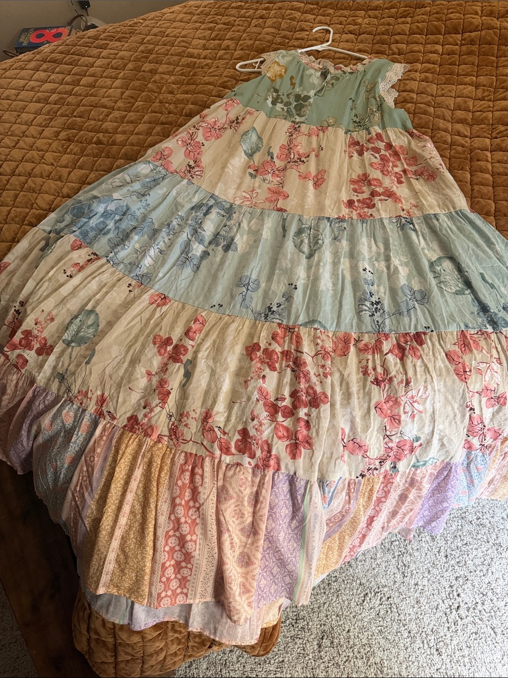 Boho Tiered Floral Maxi Skirt - Pastel Multi